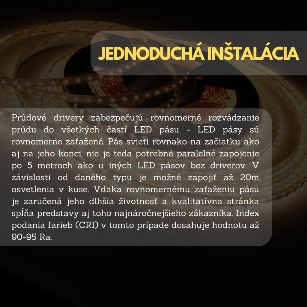 10m PROFI LED pásik 120LED/m SMD2835 prúd. driver neutrálna b. 14,4W/m IP20 24V KOMPLETNÁ SADA – Obrázok 3