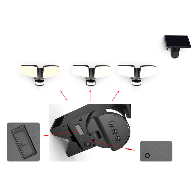 LED čierne vonkajšie solárne svietidlo so senzorom 12W / 3000K - 4100K - 6500K - LS023 – Obrázok 13