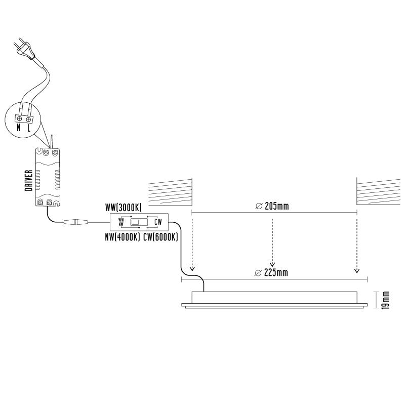 LED vsadený panel 18W / PR / SMD / CCT / WH - LPL134 – Obrázok 4