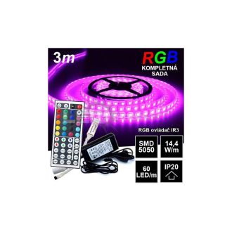 3m IP20 60LED/m RGB pásik, IR3 KOMPLETNÁ SADA
