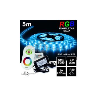 5m IP20 30LED/m RGB pásik, RF9 dotyk. KOMPLETNÁ SADA