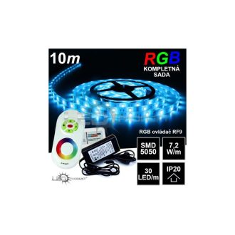 10m IP20 SMD5050 30LED/m RGB pásik, RF9 dotyk. KOMPLETNÁ SADA