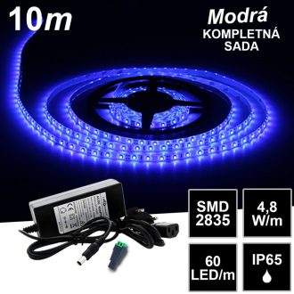 10m SMD2835 60LED/m IP65 vodeodolný modrá - KOMPLETNÁ SADA