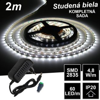 2m SMD2835 60LED/m IP20 studená b. - KOMPLETNÁ SADA