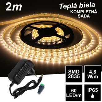 2m SMD2835 60LED/m IP65 vodeodolný teplá b.- KOMPLETNÁ SADA