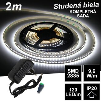 2m SMD2835 120LED/m IP20 studená b.- KOMPLETNÁ SADA