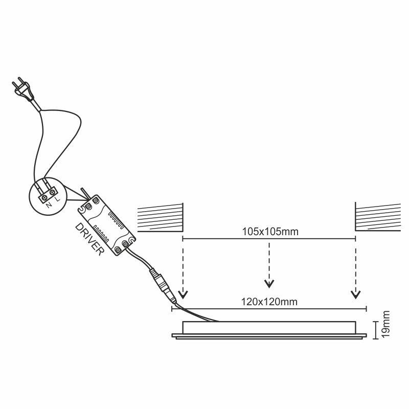 LED vsadený panel 6W / PS / SMD / 4000K / WH - LPL221 – Obrázok 6