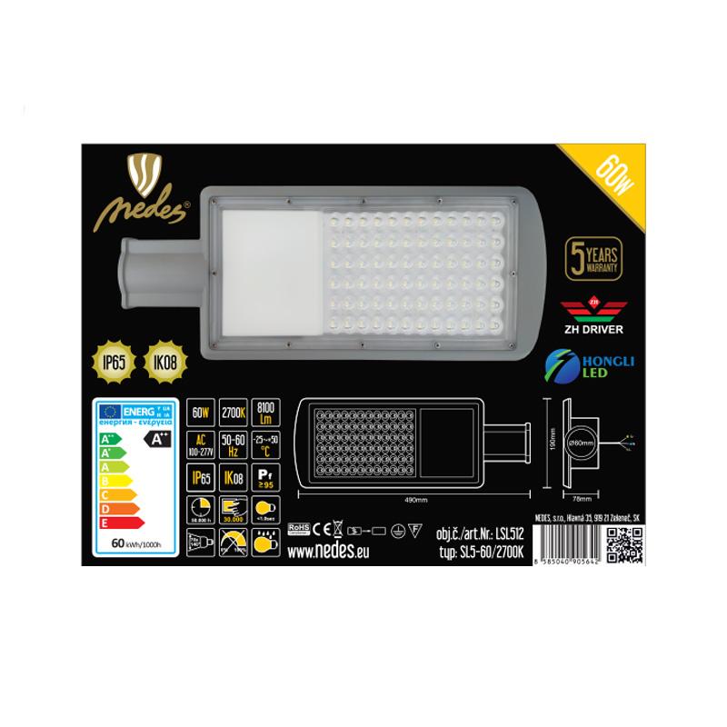 LED pouličné osvetlenie 60W / 2700K - LSL512 – Obrázok 7