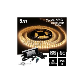 5m SMD5050 60LED/m IP65 vodeodolný teplá b.- KOMPLETNÁ SADA