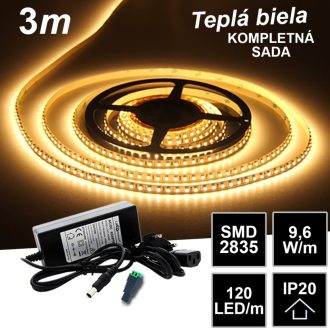 3m SMD2835 120LED/m IP20 teplá b. - KOMPLETNÁ SADA
