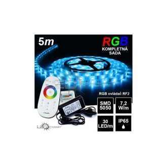 5m IP65 vodeodolný 30LED/m RGB pásik, RF2- KOMPLETNÁ SADA
