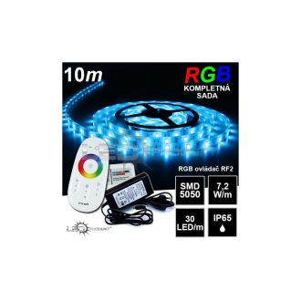 10m IP65 vodeodolný SMD5050 30LED/m RGB pásik, RF2- KOMPLETNÁ SADA