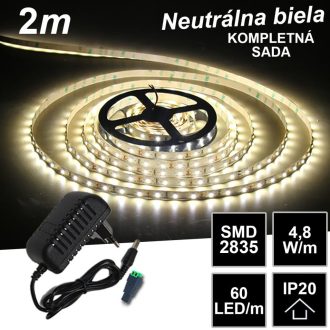 2m SMD2835 60LED/m IP20 neutrálna b. - KOMPLETNÁ SADA