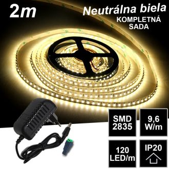 2m SMD2835 120LED/m IP20 neutrálna b.- KOMPLETNÁ SADA