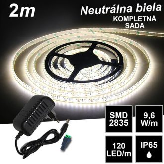 2m SMD2835 120LED/m IP65 vodeodolný neutrálna b. - KOMPLETNÁ SADA