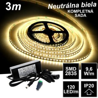 3m SMD2835 120LED/m IP20 neutrálna b. - KOMPLETNÁ SADA