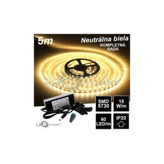 5m SMD5730 15W/m 60LED/m IP20 neutrálna b. - KOMPLETNÁ SADA