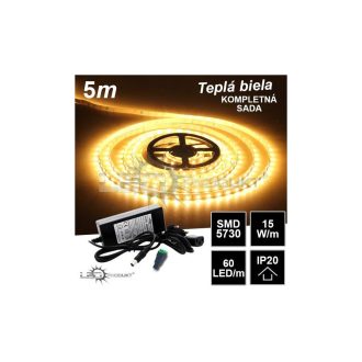5m 12V SMD5730 15W/m 60LED/m IP20 teplá b. - KOMPLETNÁ SADA