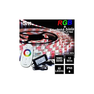 5m pásik 60LED/m SMD5050 12W/m IP65 RGB-CW (RGB+studená biela) - Kompletná sada