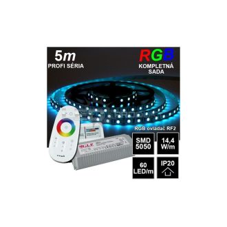 5m PROFI LED pásik SMD5050 RGB 60LED/m, IP20, 24V, RF2 - Kompletná sada