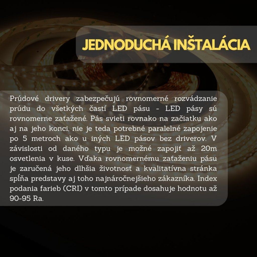 20m PROFI LED pásik 70LED/m SMD2835 prúd. driver studená b. 4,8W/m IP20 24V KOMPLETNÁ SADA – Obrázok 3