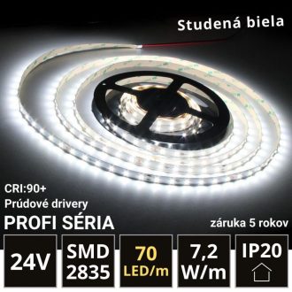 15m PROFI LED pásik 70LED/m SMD2835 7,2W/m prúd. driver studená biela IP20 24V