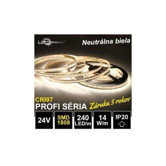 5m PROFI LED pásik 240LED/m SMD1808 14W/m neutrálna biela CRI97 IP20 24V