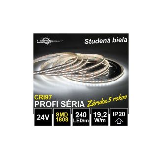 5m PROFI LED pásik 240LED/m SMD1808 19,2W/m studená biela CRI97 IP20 24V