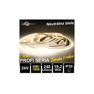5m PROFI LED pásik 240LED/m SMD1808 19,2W/m neutrálna biela CRI97 IP20 24V