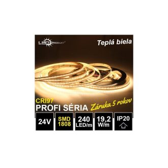 5m PROFI LED pásik 240LED/m SMD1808 19,2W/m teplá biela CRI97 IP20 24V