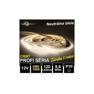 5m PROFI LED pásik 120LED/m SMD1808 9,6W/m neutrálna biela CRI97 IP20 12V