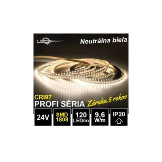 5m PROFI LED pásik 120LED/m SMD1808 9,6W/m neutrálna biela CRI97 IP20 24V