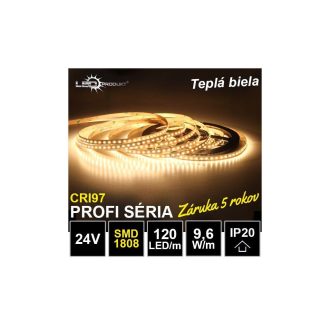 5m PROFI LED pásik 120LED/m SMD1808 9,6W/m teplá biela CRI97 IP20 24V
