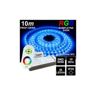10m PROFI LED pásik SMD5050 RGB 48LED/m, IP20, 24V, RF9 - Kompletná sada
