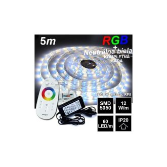 5m pásik 60LED/m SMD5050 12W/m IP20 RGB-NW (RGB+neutrálna biela) - Kompletná sada