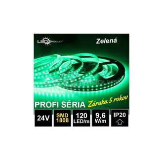 5m PROFI LED pásik 120LED/m SMD1808 9,6W/m zelený IP20 24V