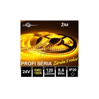 5m PROFI LED pásik 120LED/m SMD1808 9,6W/m žltý IP20 24V