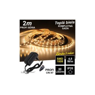 2m PROFI SMD1808 60LED/m IP20 teplá b. - KOMPLETNÁ SADA