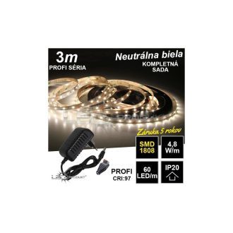 3m PROFI SMD1808 60LED/m IP20 neutrálna b. - KOMPLETNÁ SADA