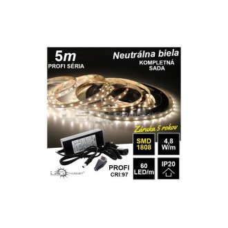5m PROFI SMD1808 60LED/m IP20 neutrálna b. - KOMPLETNÁ SADA