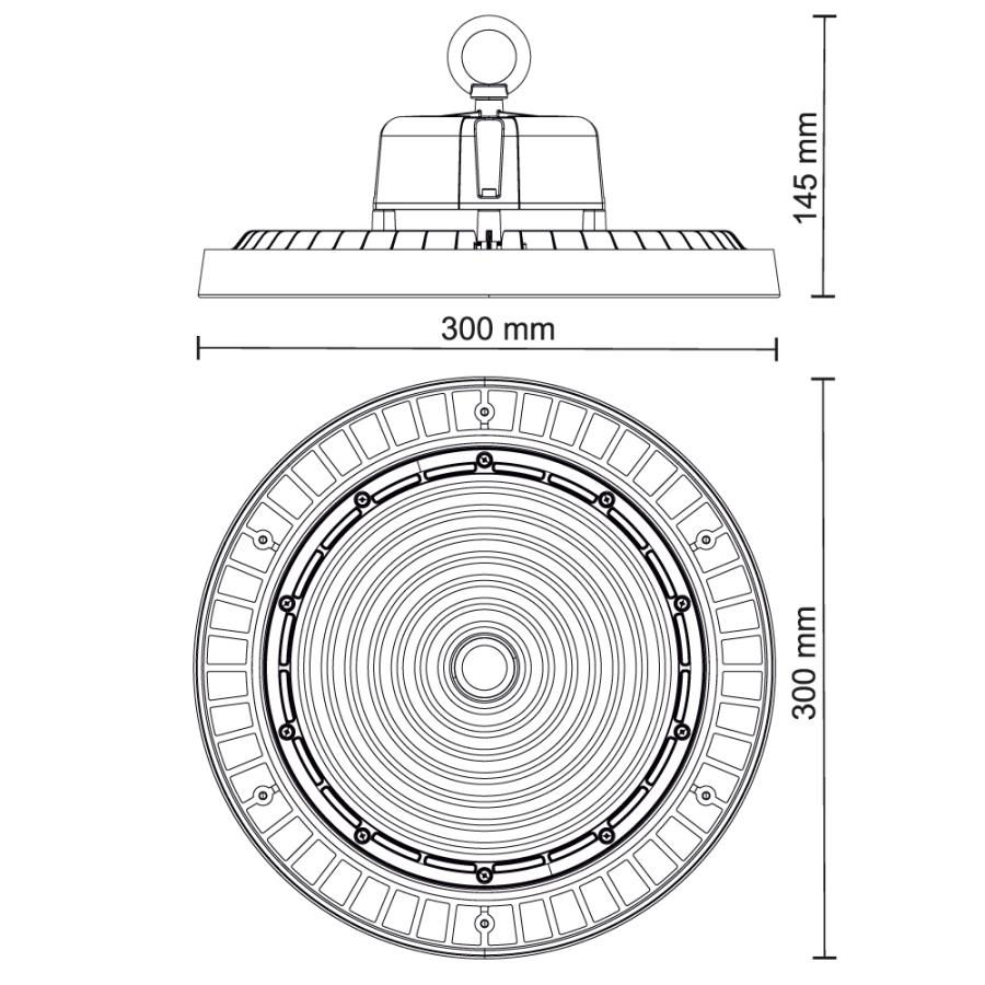 LED svietidlo High Bay UFO 150W / IP65 / 5000K - LU422N – Obrázok 3