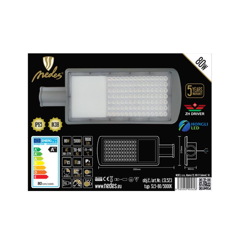 LED pouličné osvetlenie 80W / 5000K - LSL523 – Obrázok 6