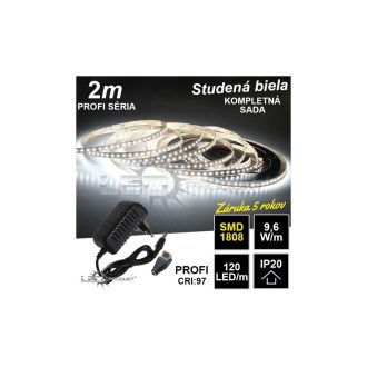 2m PROFI SMD1808 120LED/m IP20 studená b. - KOMPLETNÁ SADA