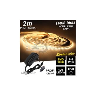 2m PROFI SMD1808 120LED/m IP20 teplá b. - KOMPLETNÁ SADA