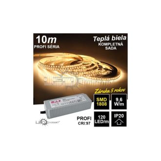 10m PROFI SMD1808 120LED/m IP20 teplá b. - KOMPLETNÁ SADA