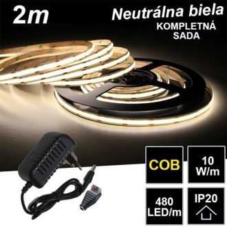 2m PROFI COB 480LED/m 10W/m IP20 12V neutrálna b. - KOMPLETNÁ SADA