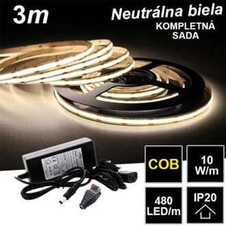 3m PROFI COB 480LED/m 10W/m IP20 12V neutrálna b. - KOMPLETNÁ SADA