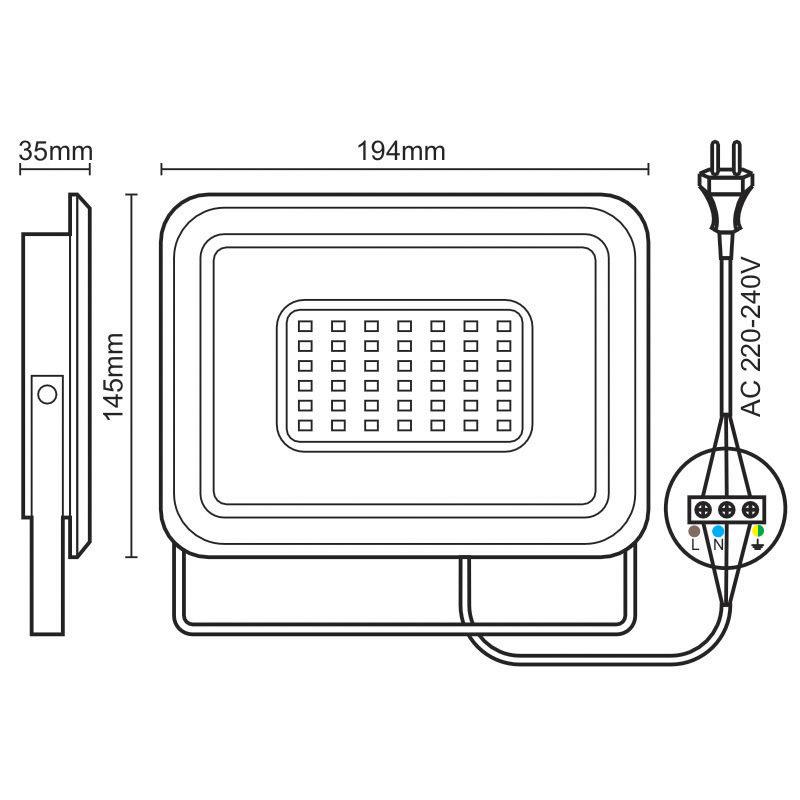 Vonkajší LED reflektor 50W / 4000K - LF0024 – Obrázok 4