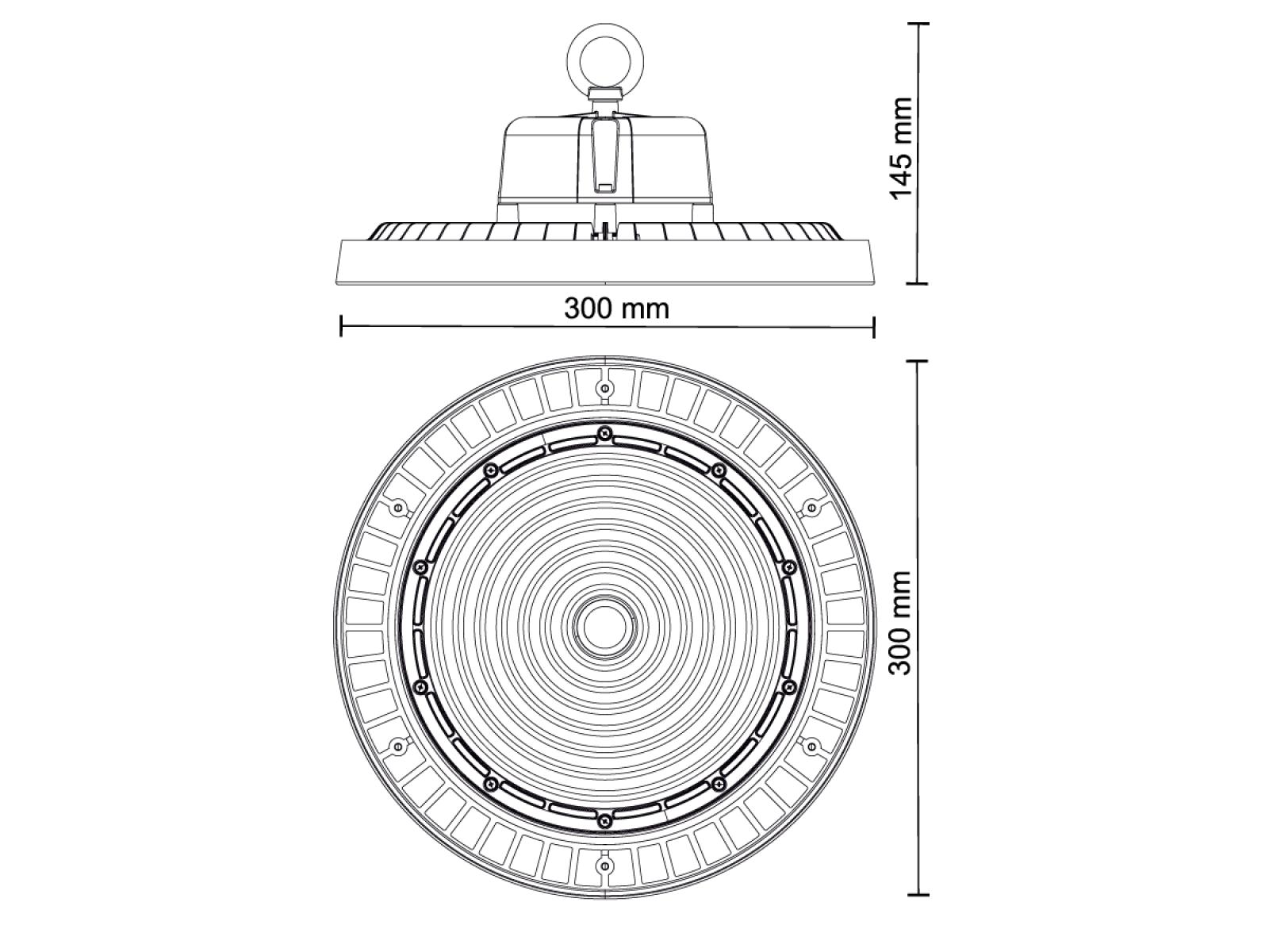 LED svietidlo High Bay UFO 150W / IP65 / 5000K / 0-10V - LU422/1 – Obrázok 5