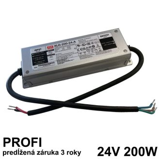 LED napájací zdroj 200W, 24V, PFC IP67 - Vodeodolný MEAN-WELL